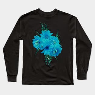 Skull flower blue Long Sleeve T-Shirt